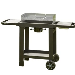 Pack barbecue charbon EASY avec Coffret 3 pièces aimantés et Moteur tournebroche électrique Broche barbecue Sac Charbon de bois et Housse Barbecue