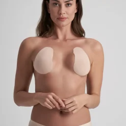 Pack de 3 paires de coques fines adhésives et cache tétons Beige Bye Bra en coton