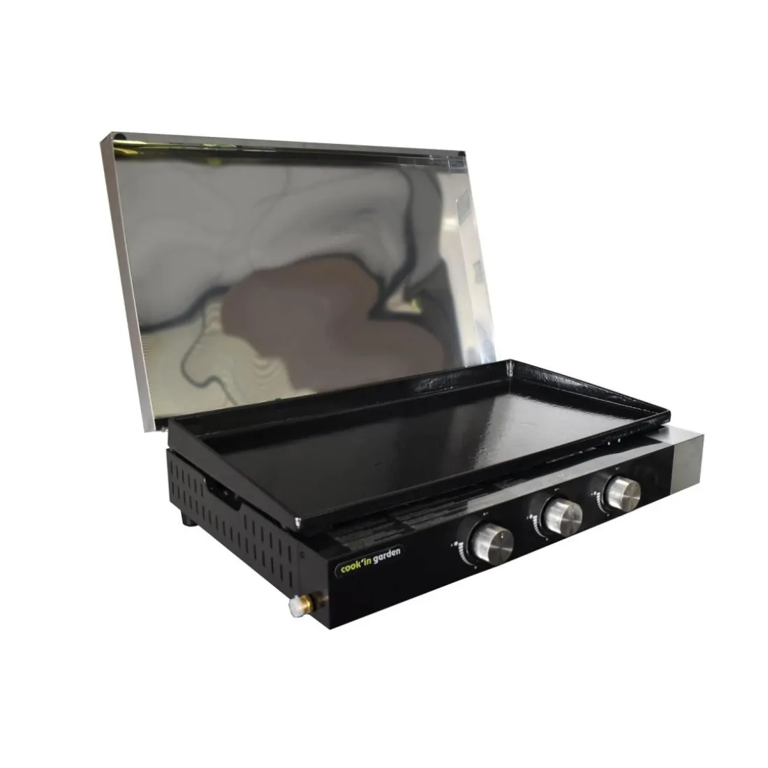 Pack Plancha gaz à poser FINESTA 3 Brûleurs avec capot, Housse barbecue et plancha à poser et Kit cuisson plancha