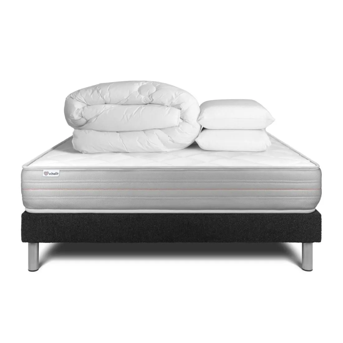 Pack prêt a dormir VITALMEMO sommier Kit noir