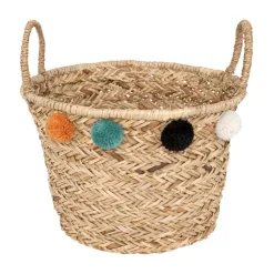 Panier enfant pompons Livi roseau