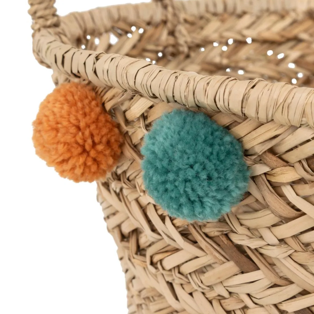 Panier enfant pompons Livi roseau
