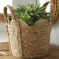 Panier rond tressé en fibre végétale SIJOLI