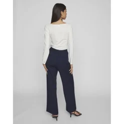 Pantalon à jambe large bleu foncé Willa