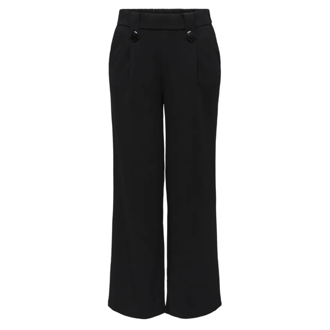Pantalon à jambe large fermeture par bouton noir Nina