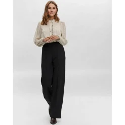 Pantalon à jambe large Wide Leg Fit Taille haute noir Dee