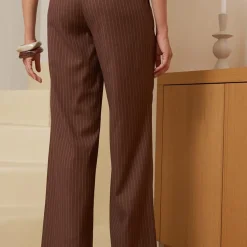 Pantalon à pinces évasé Gen choco rayures chocolat
