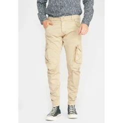 Pantalon Cargo Alban beige blanc en coton