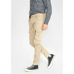 Pantalon Cargo Alban beige blanc en coton