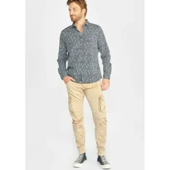 Pantalon Cargo Alban beige blanc en coton