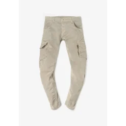 Pantalon Cargo Alban beige blanc en coton