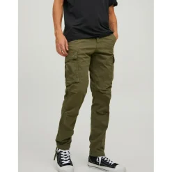 Pantalon cargo Carrot Fit Vert foncé en coton