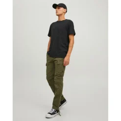 Pantalon cargo Carrot Fit Vert foncé en coton