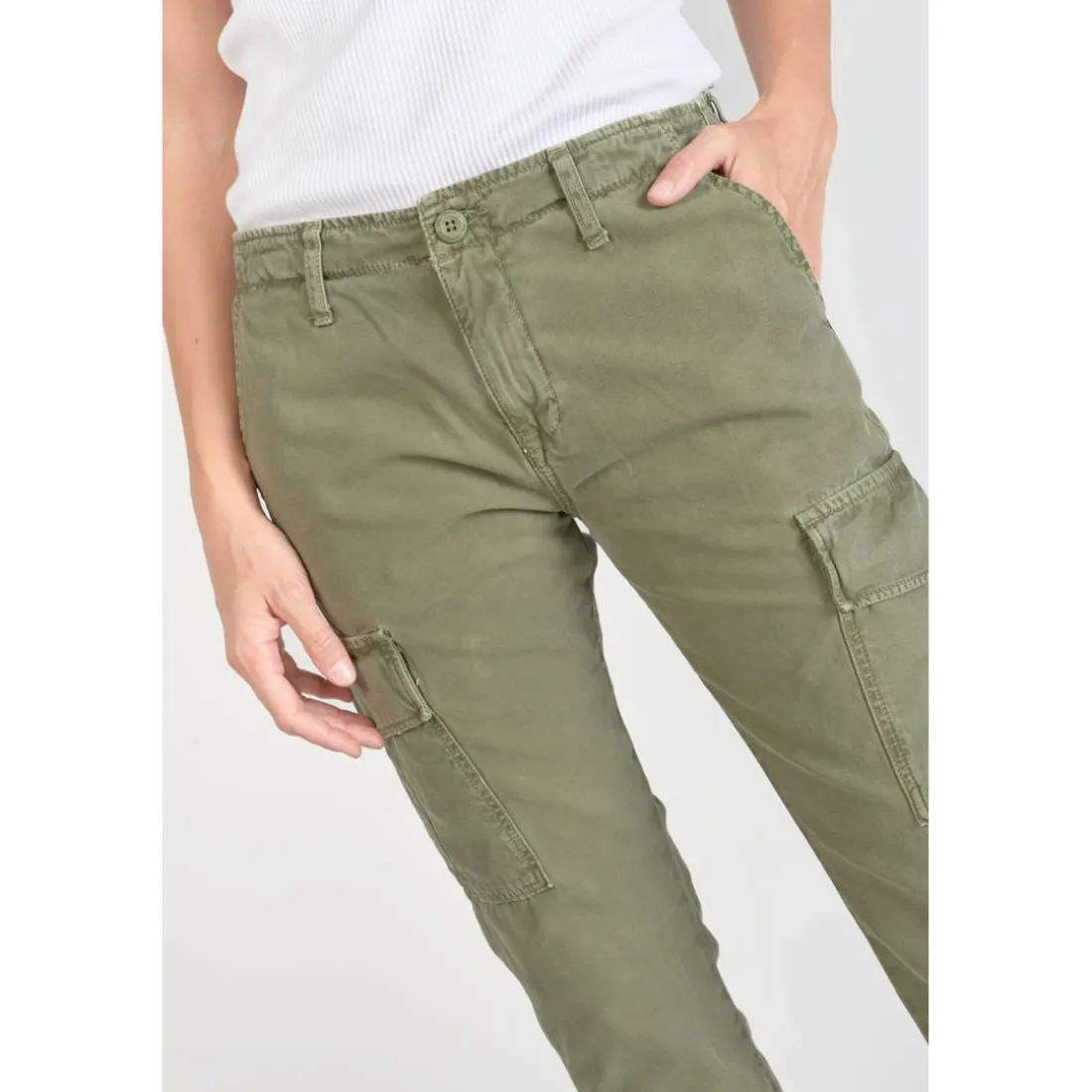 Pantalon cargo Castellas kaki vert en coton