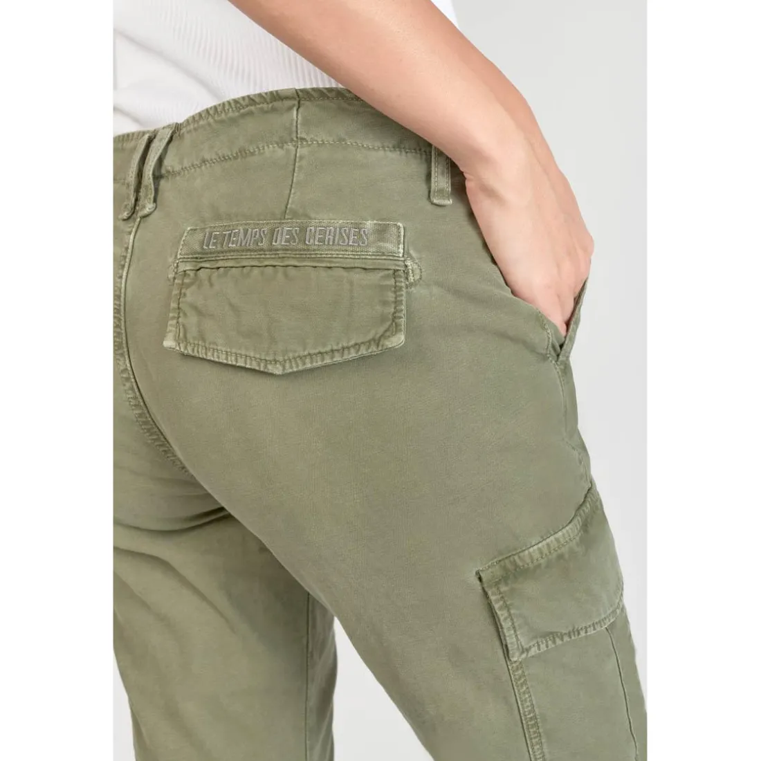 Pantalon cargo Castellas kaki vert en coton