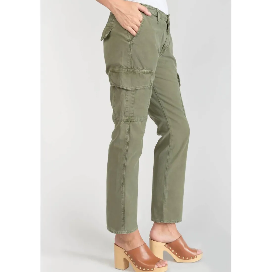 Pantalon cargo Castellas kaki vert en coton