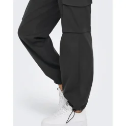Pantalon cargo fermeture à cordon taille haute gris foncé en coton Meg