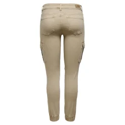 Pantalon cargo fermeture par bouton. fermeture éclair taille moyenne marron clair en coton Meg
