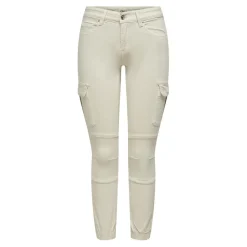 Pantalon cargo fermeture par bouton. fermeture éclair taille moyenne gris clair en coton Nora