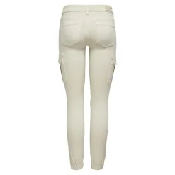 Pantalon cargo fermeture par bouton. fermeture éclair taille moyenne gris clair en coton Nora