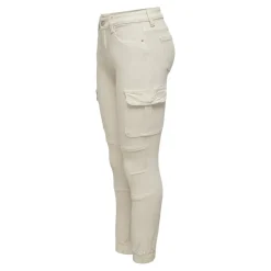 Pantalon cargo fermeture par bouton. fermeture éclair taille moyenne gris clair en coton Nora