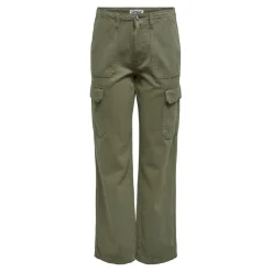 Pantalon cargo taille haute vert en coton Alia