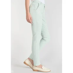 Pantalon chino Dyli3 vert d'eau bleu en coton