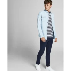 Pantalon chino Slim Fit Bleu Marine en coton Nick
