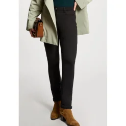 Pantalon droit noir uni en coton