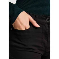 Pantalon droit noir uni en coton