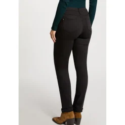 Pantalon droit noir uni en coton