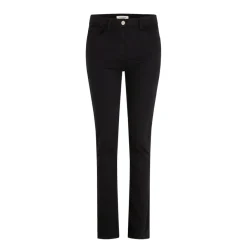 Pantalon droit noir uni en coton