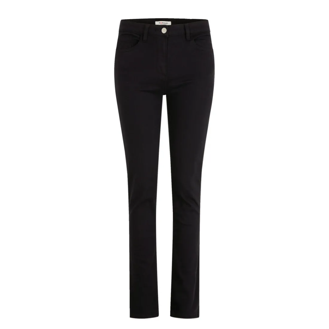 Pantalon droit noir uni en coton
