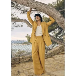 Pantalon droit SAGUY moutarde Adele en viscose