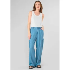 Pantalon droit SCAEVO bleu en tencel