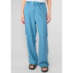 Pantalon droit SCAEVO bleu en tencel