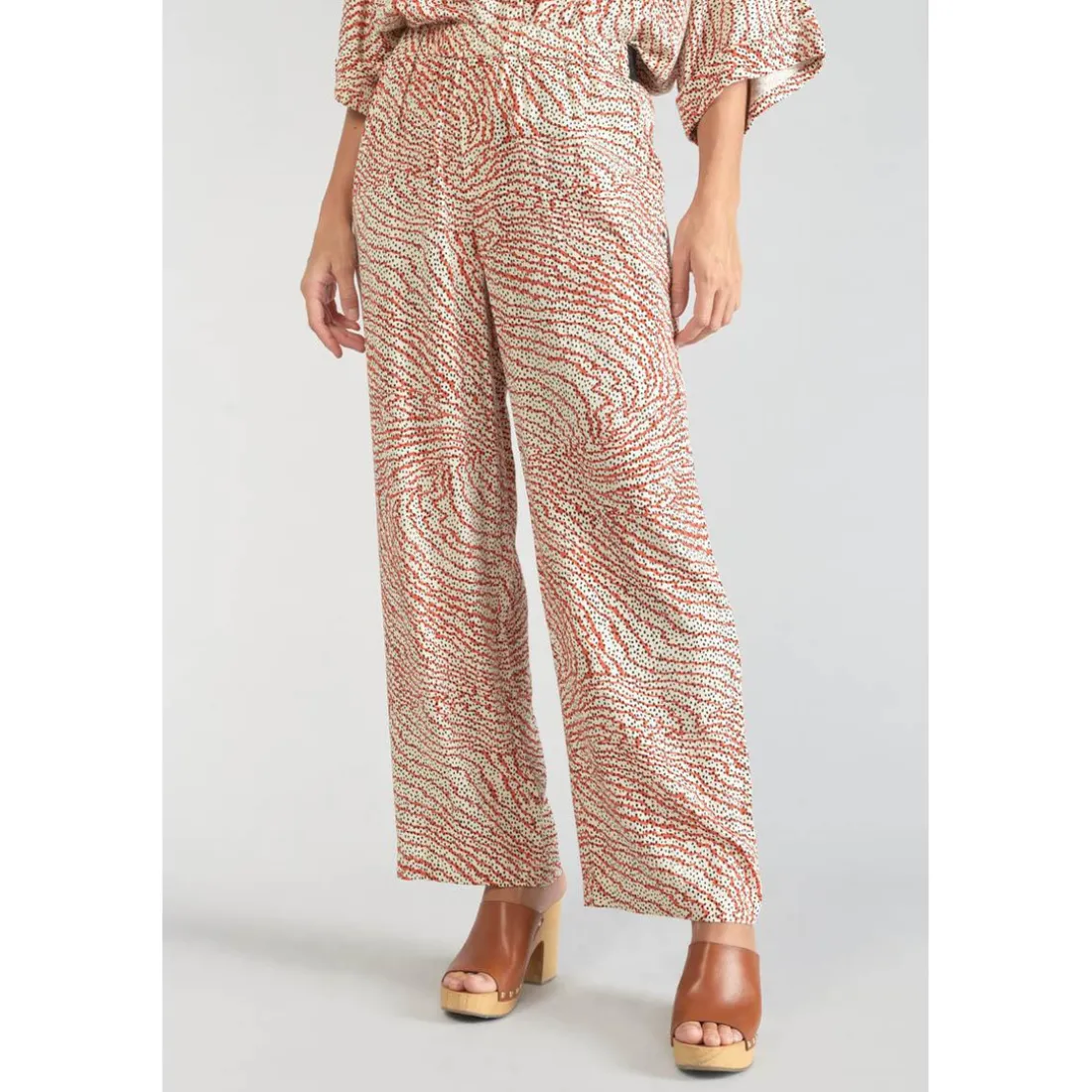 Pantalon droit YESA orange en viscose