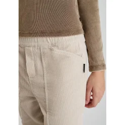 Pantalon droite CORDOGI beige en coton Rose