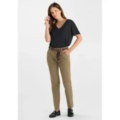 Pantalon droite KRISTIN kaki en coton Yule