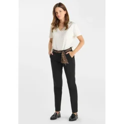 Pantalon droite KRISTIN noir Jade en coton