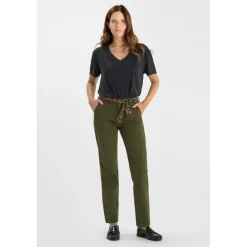 Pantalon droite KRISTIN vert en coton Lucy
