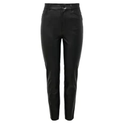 Pantalon en cuir synthétique fermeture par bouton. fermeture éclair taille haute noir Luna