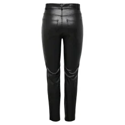 Pantalon en cuir synthétique fermeture par bouton. fermeture éclair taille haute noir Luna
