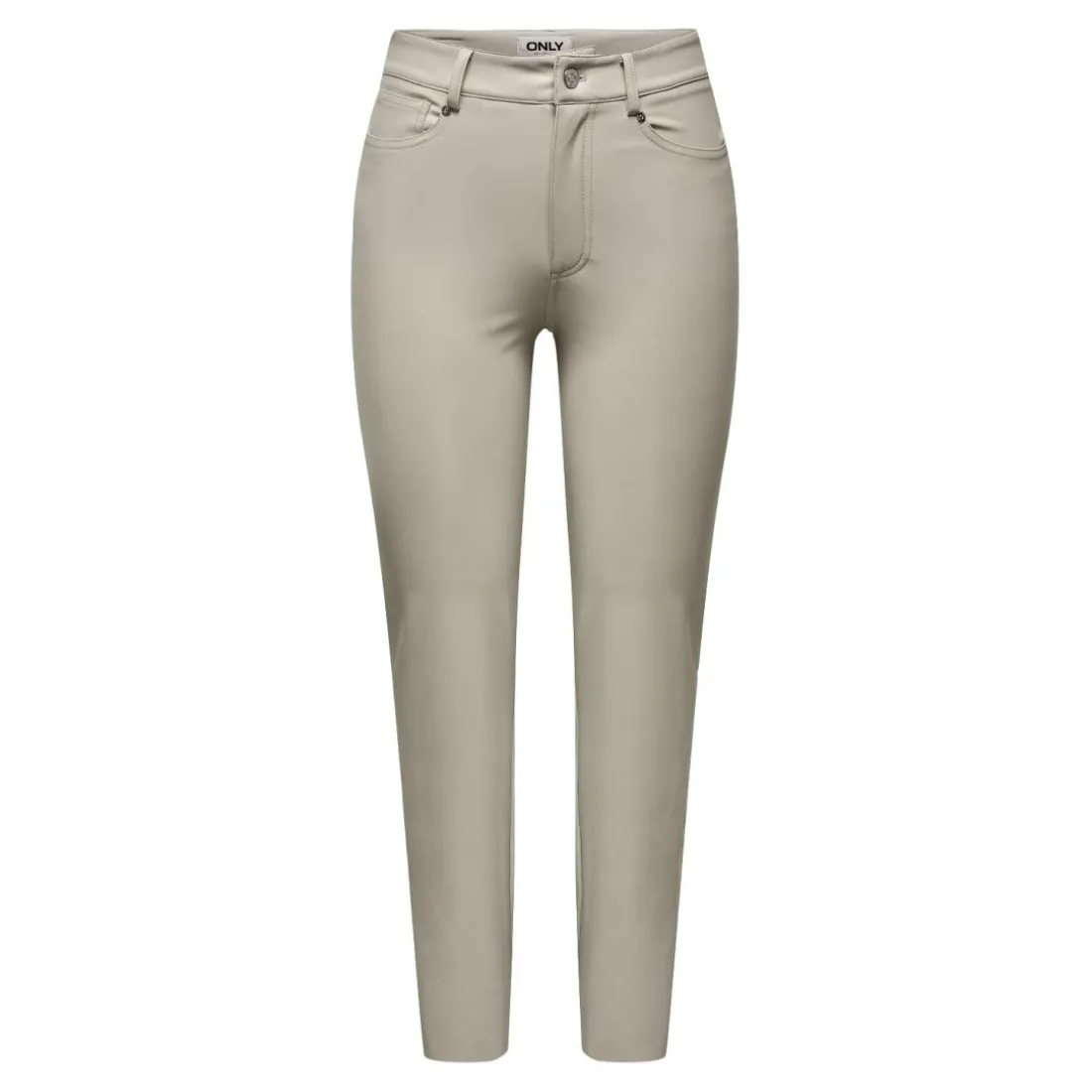 Pantalon en simili-cuir braguette zippée taille haute gris clair Xena