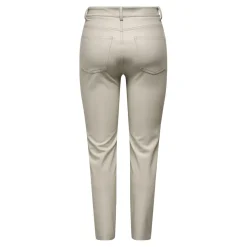 Pantalon en simili-cuir braguette zippée taille haute gris clair Xena