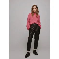 Pantalon en simili-cuir noir Ione