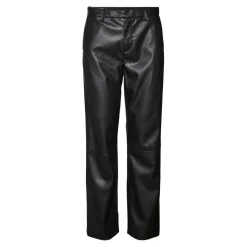 Pantalon en simili-cuir Slim Straight Fit Taille moyenne Pleine longueur noir Ruby