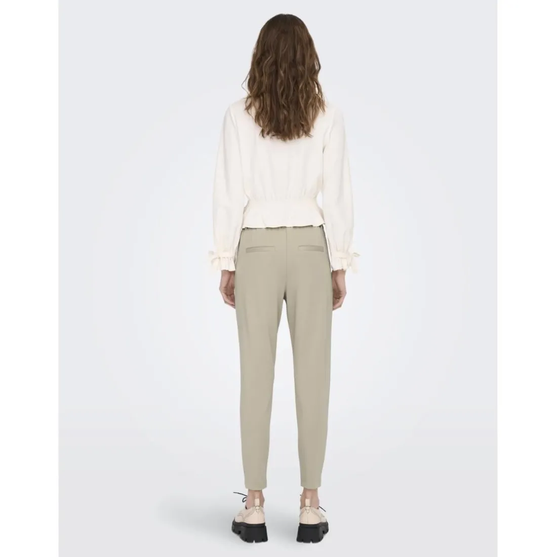 Pantalon fermeture à cordon gris clair en viscose Clio