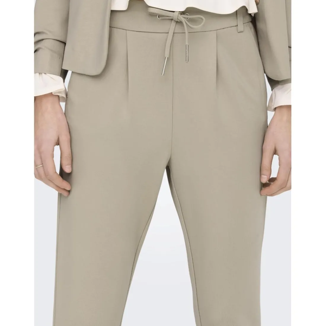 Pantalon fermeture à cordon gris clair en viscose Clio