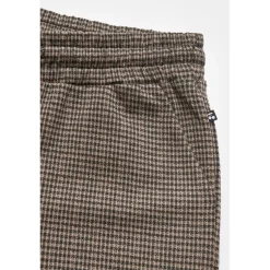 Pantalon fille, cargo Ruzenagi à motif pied de poule beige